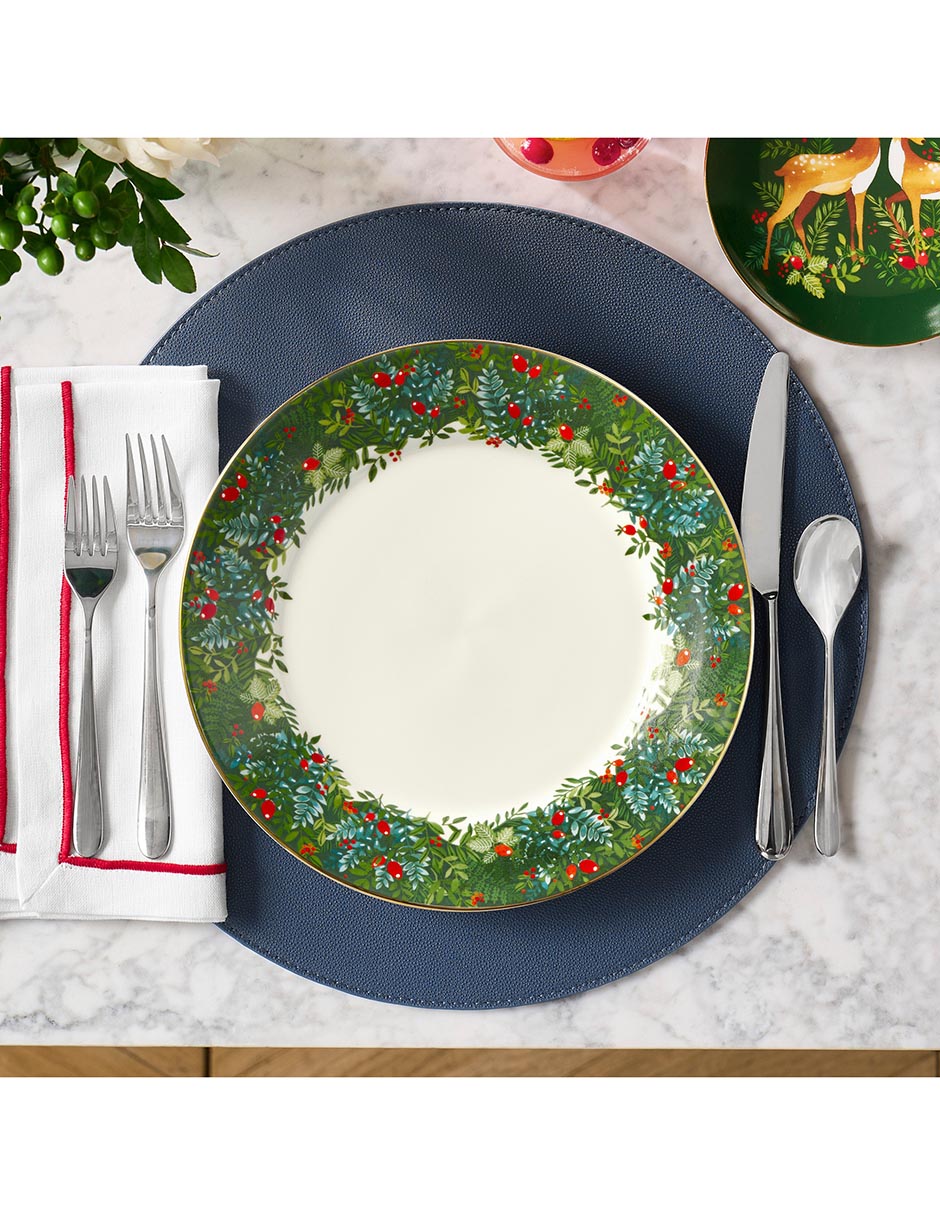 Set platos trinche Christmas Forest de porcelana 4 piezas 2