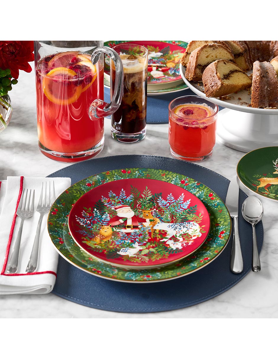 Set platos trinche Christmas Forest de porcelana 4 piezas 3