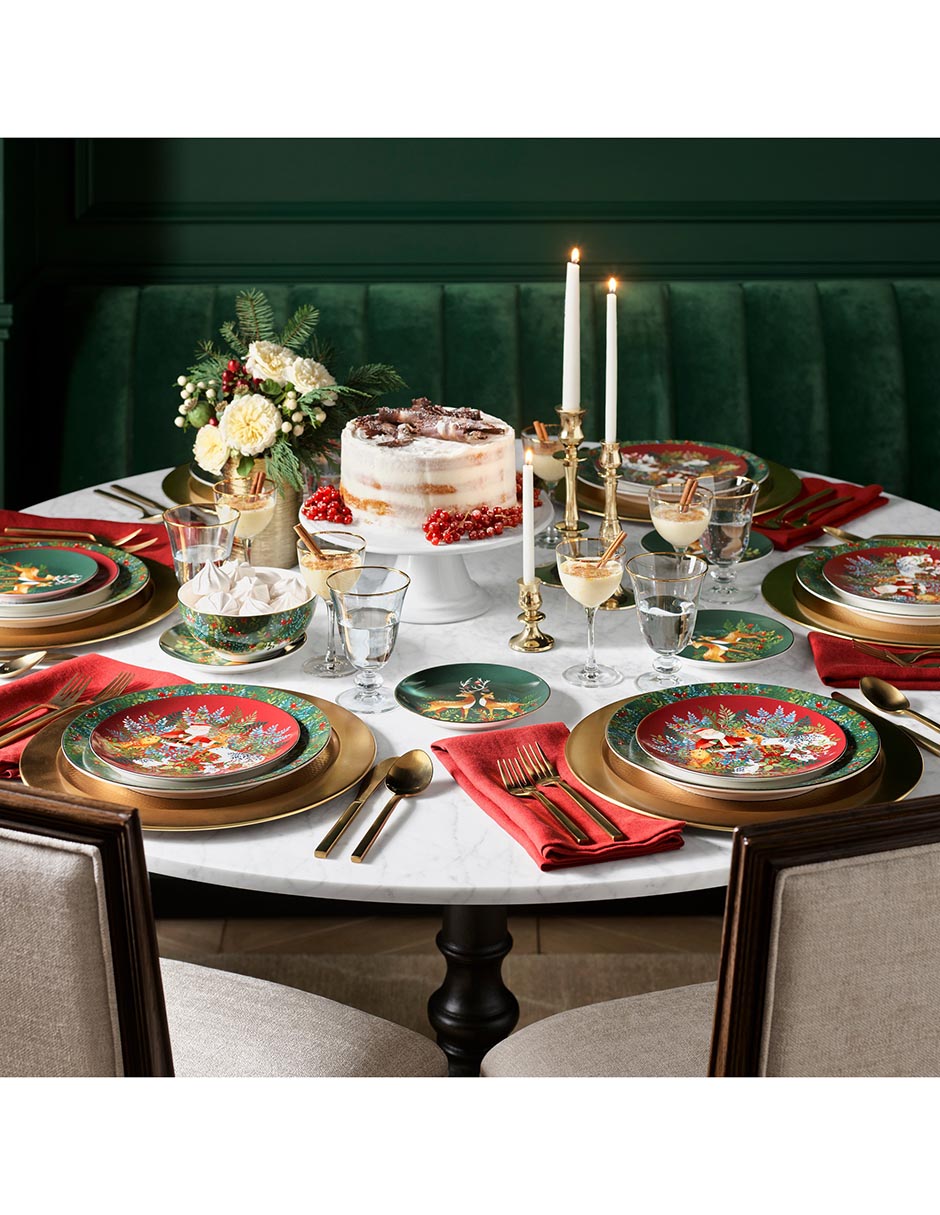 Set platos trinche Christmas Forest de porcelana 4 piezas 4