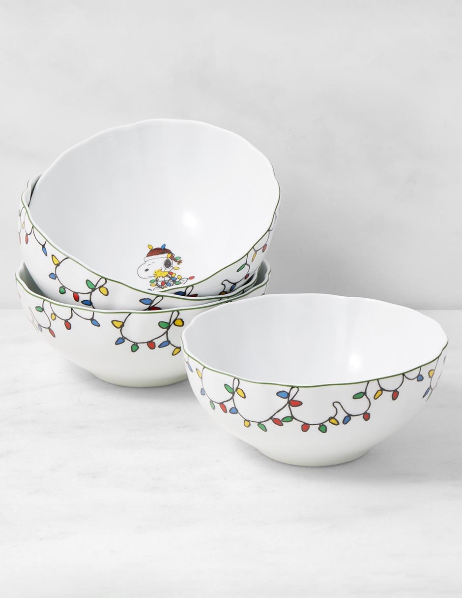 Set bowl Peanuts Charlie Brown Christmas 4 piezas de porcelana