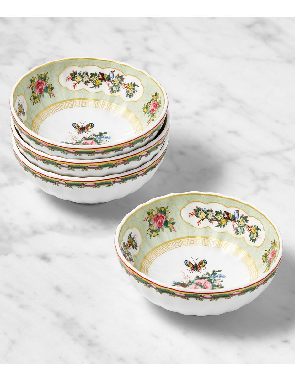 Set bowl Famille Rose 4 piezas de porcelana Set bowl Famille Rose 4 piezas de porcelana