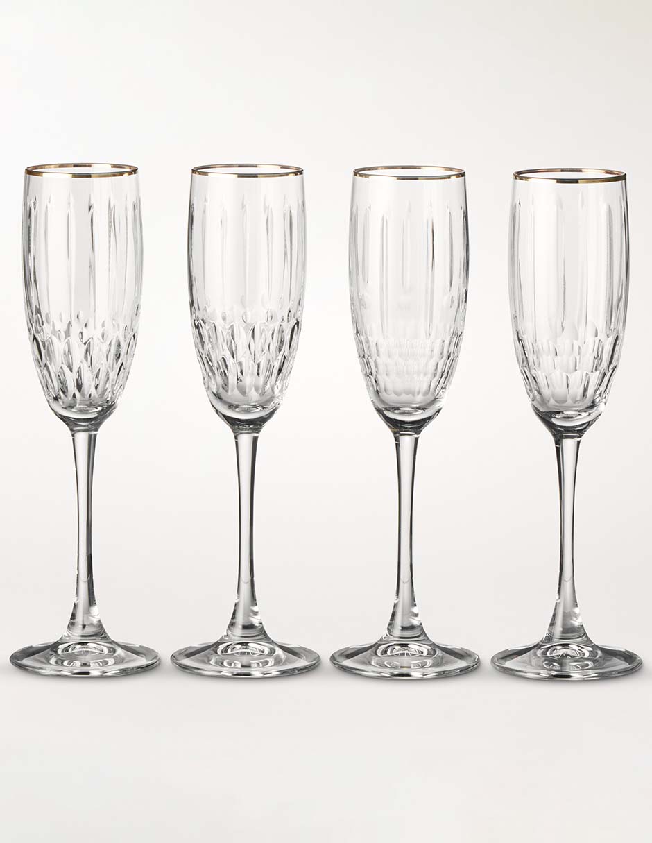 Set de copas para champán Wilshire de vidrio 4 piezas 1