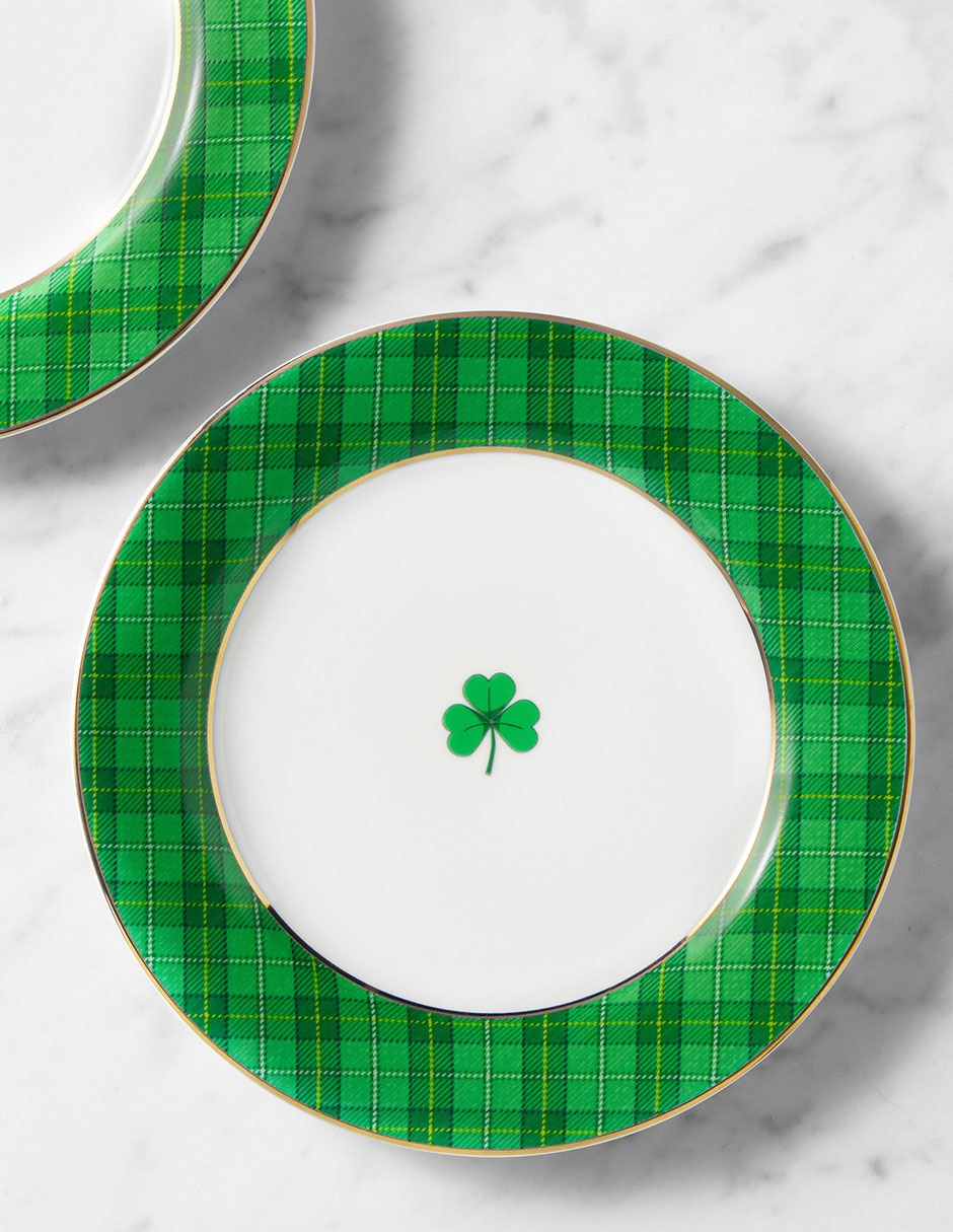 Set de plato para postre St. Patrick’S de porcelana 4 piezas Set de plato para postre St. Patrick’S de porcelana 4 piezas