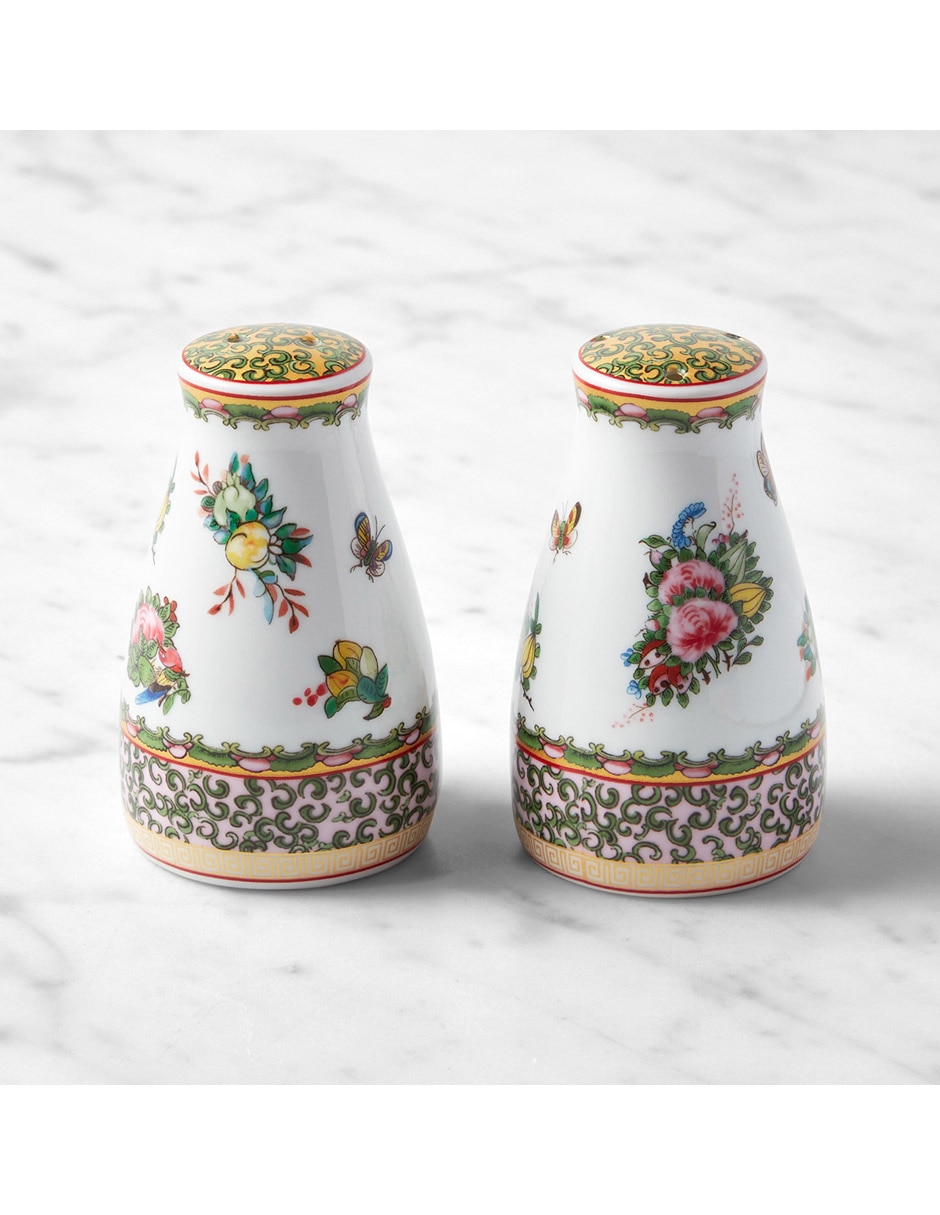 Salero y pimentero Famille Rose de porcelana