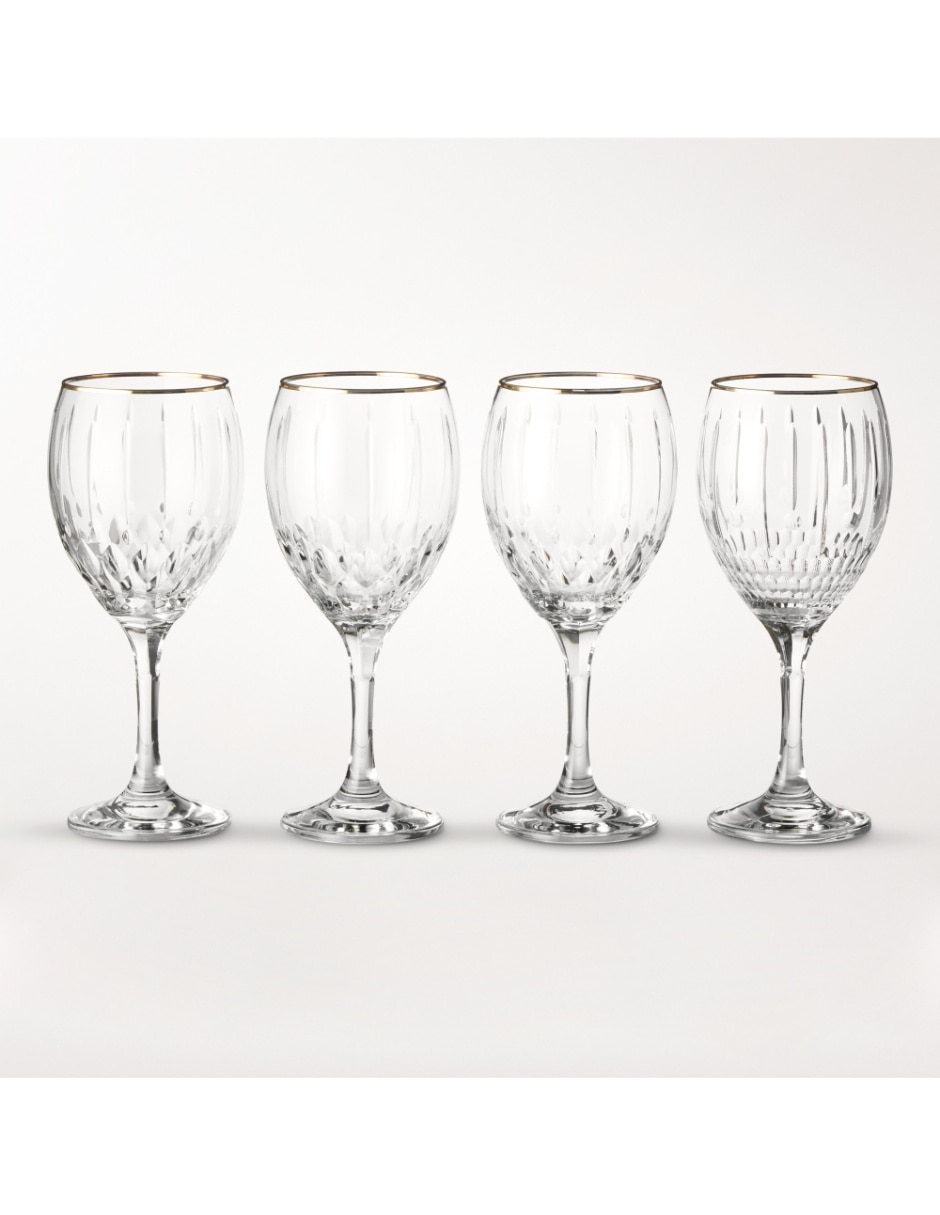 Set de copas para vino Wilshire de vidrio cortado 4 piezas