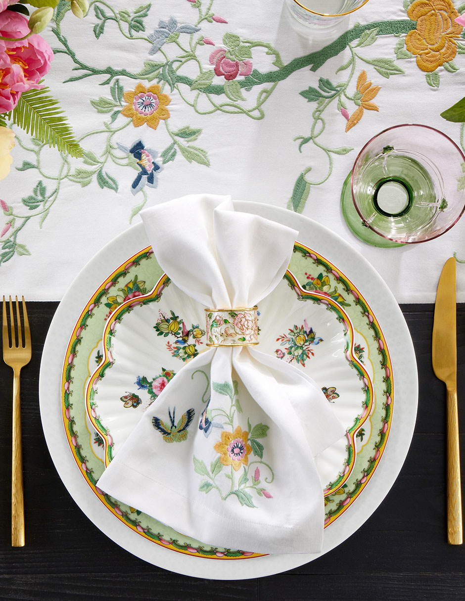 Set servilleta Famille Rose de algodón 4 piezas