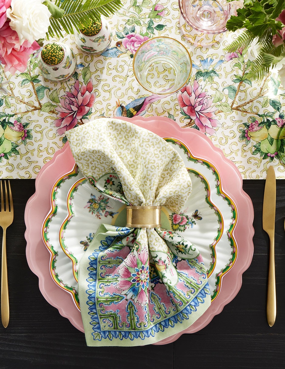 Set servilletas Famille Rose de algodón 4 piezas