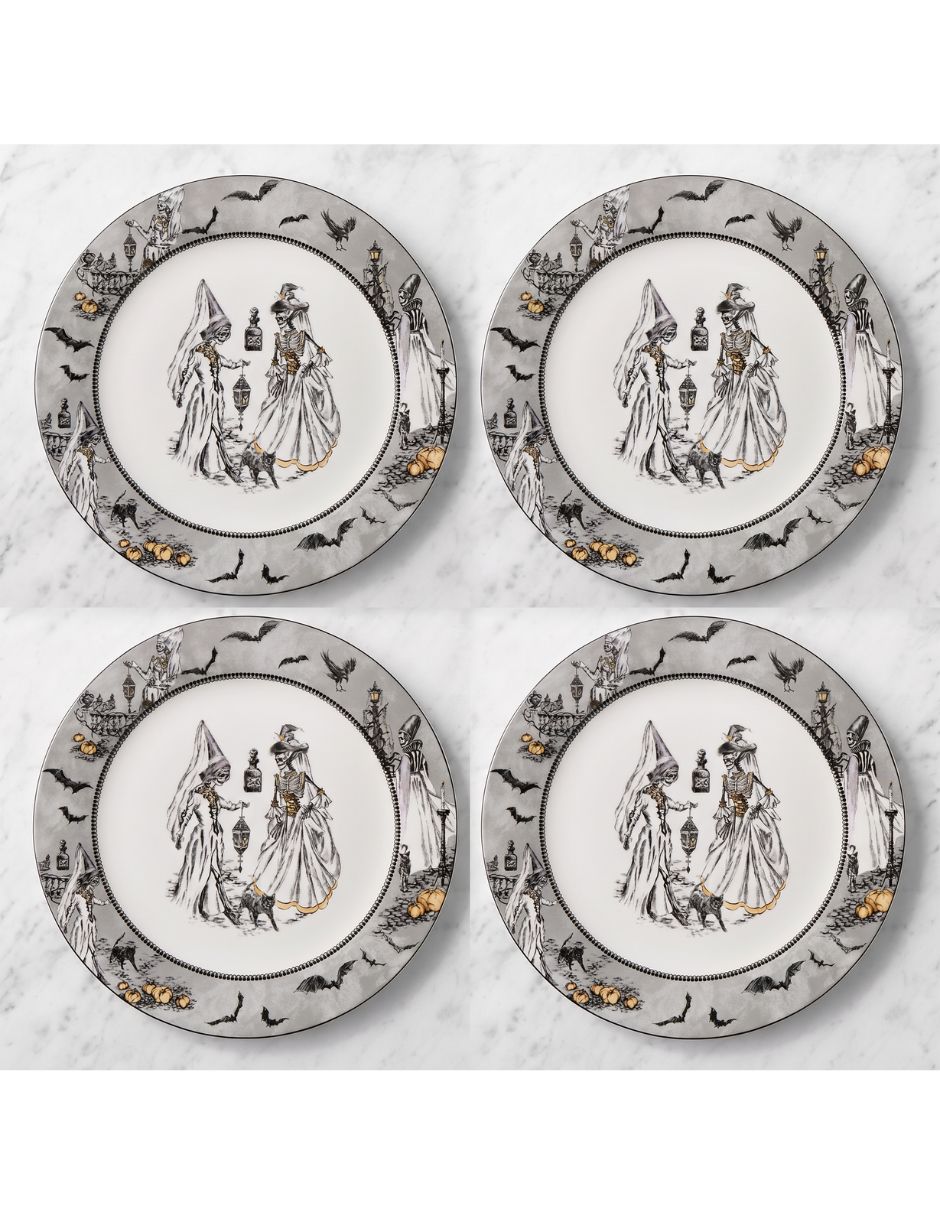 Set plato trinche haunted hosts de porcelana 4 piezas 1