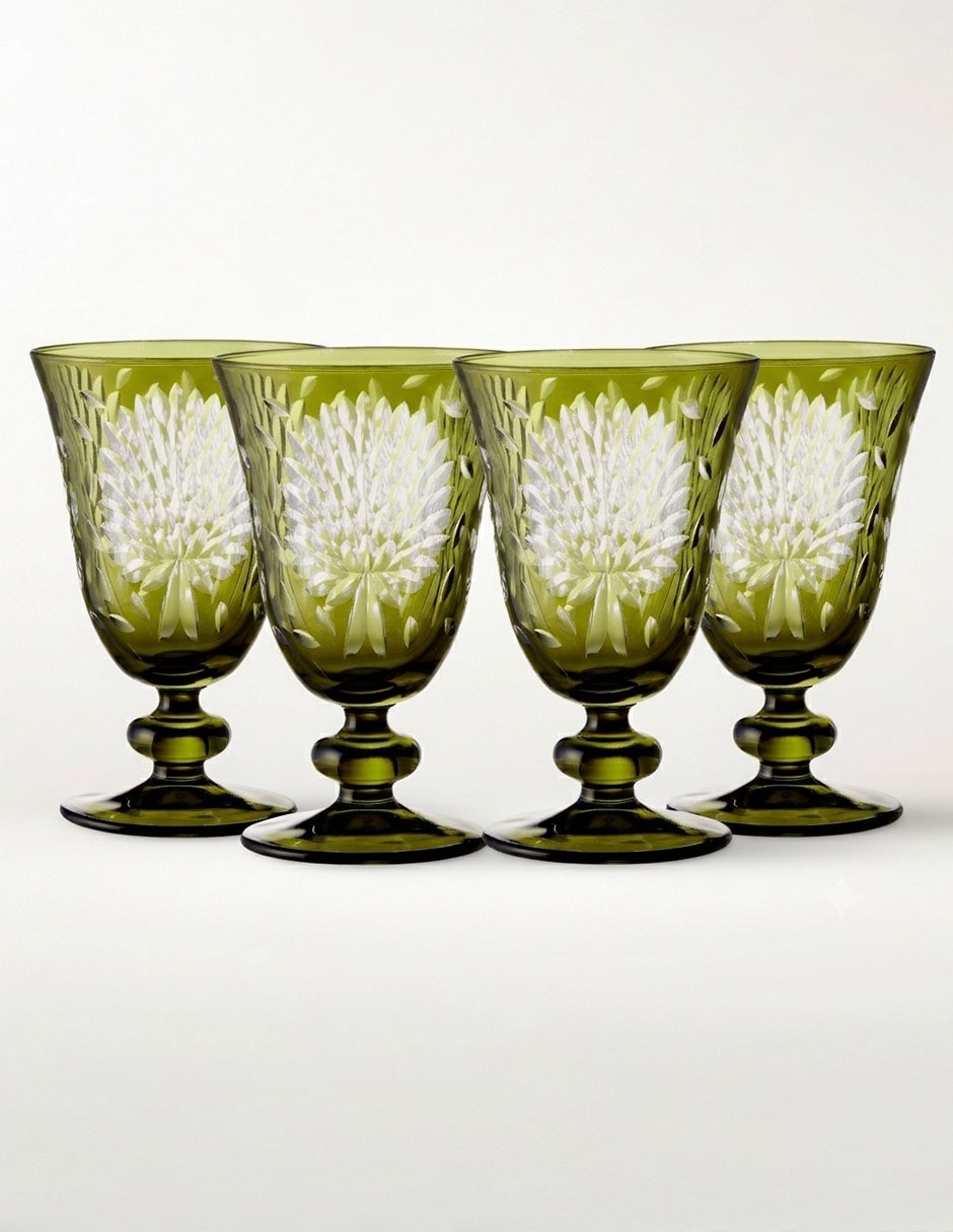 Set copas para agua Falling Leaves de vidrio soplado 4 piezas