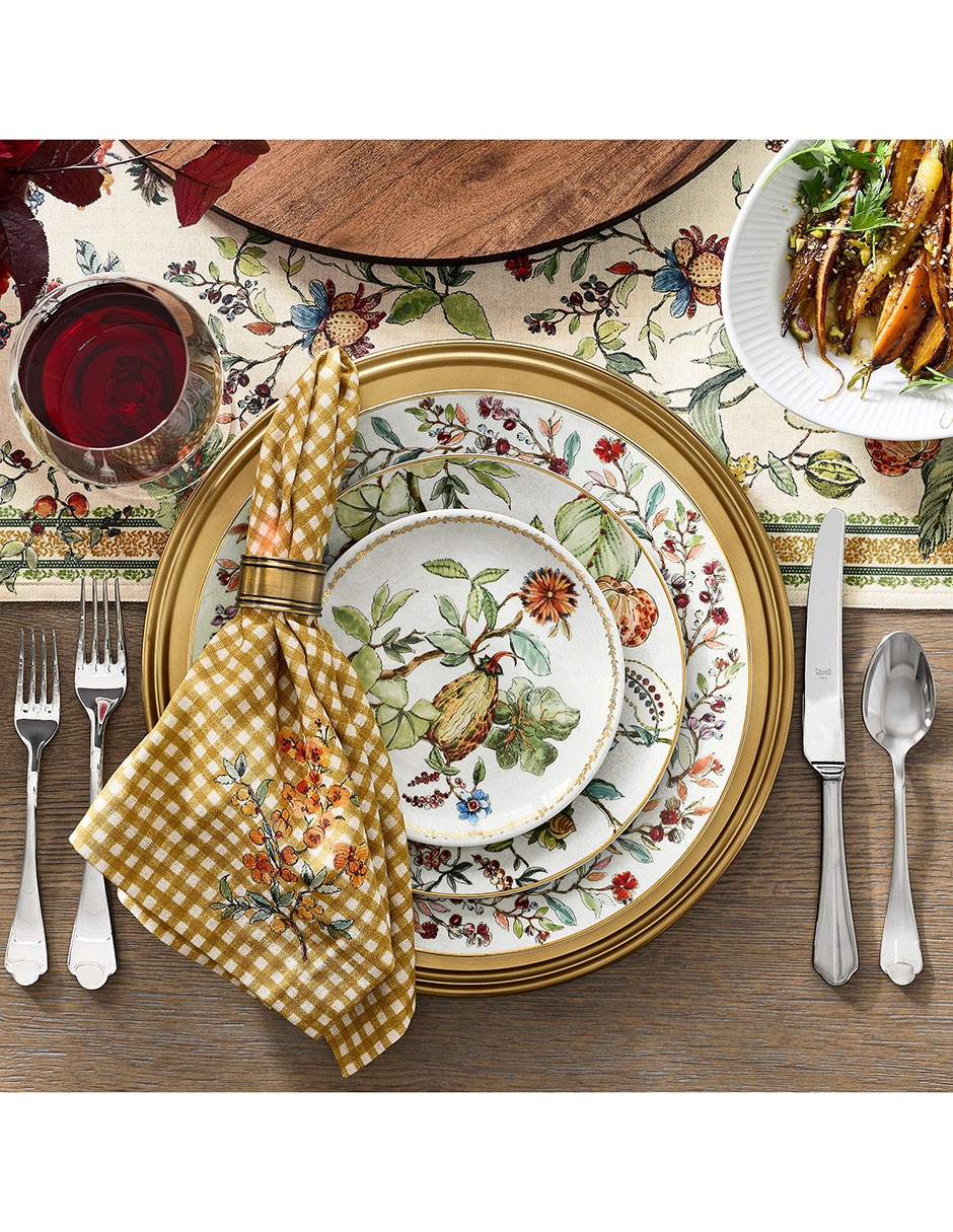 Set platos para aperitivos Wildwood Botanical de porcelana 4 piezas