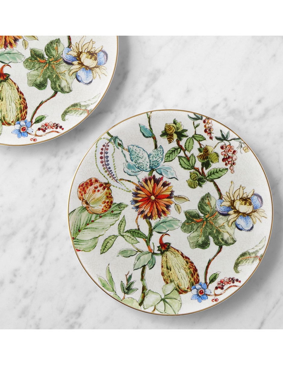 Set platos ensalada Wildwood Botanical de porcelana 4 piezas 2