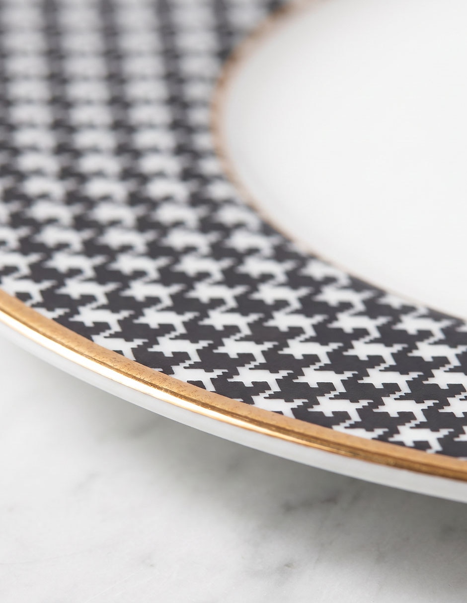 Plato base Houndstooth de porcelana 2