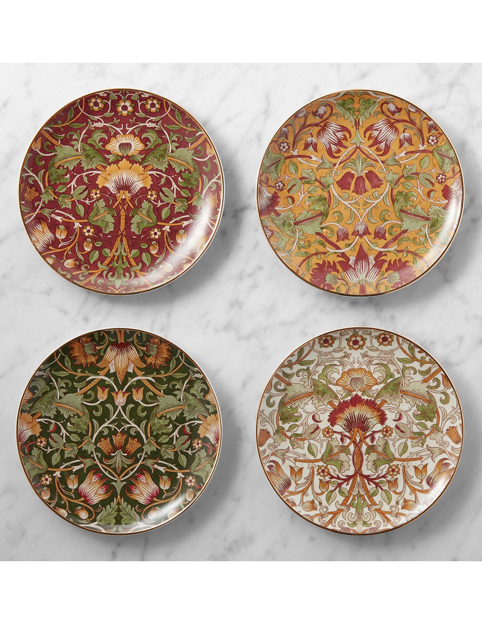 Set platos botana Morris & Co. Essex de porcelana 4 piezas