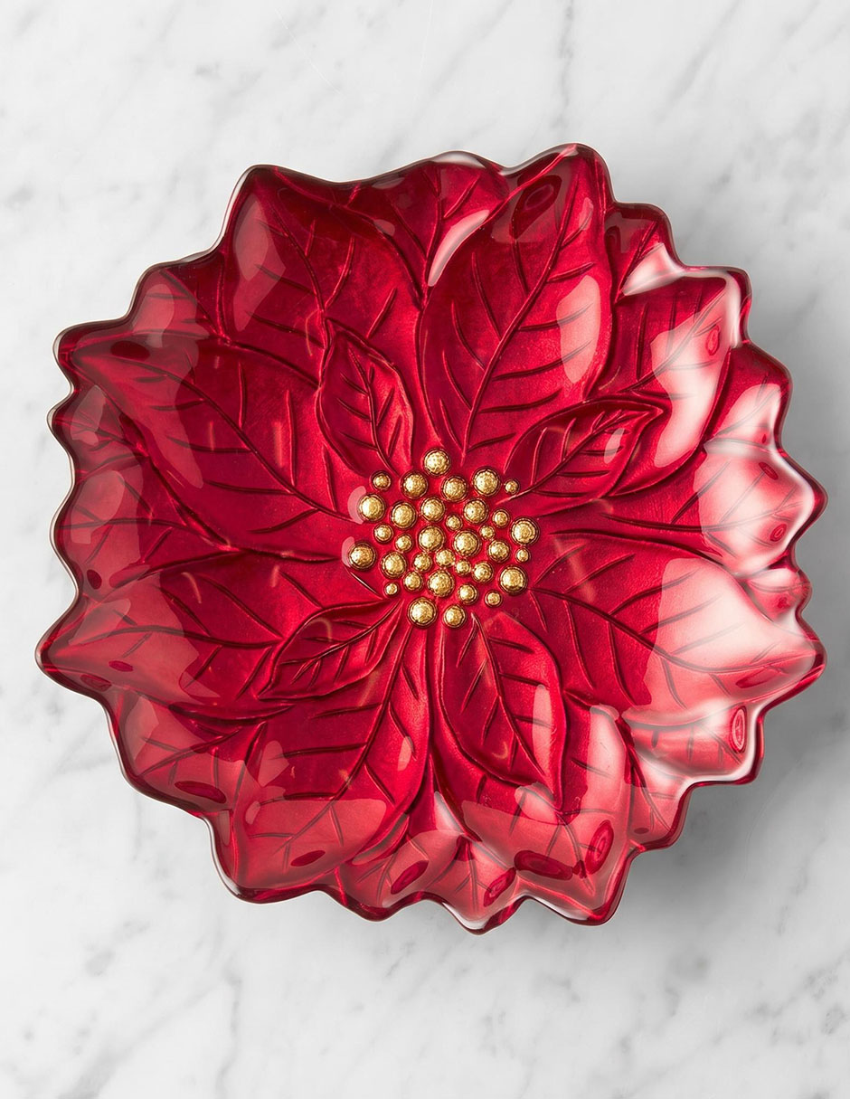 Set platos ensalada Poinsettia de vidrio 4 piezas 2
