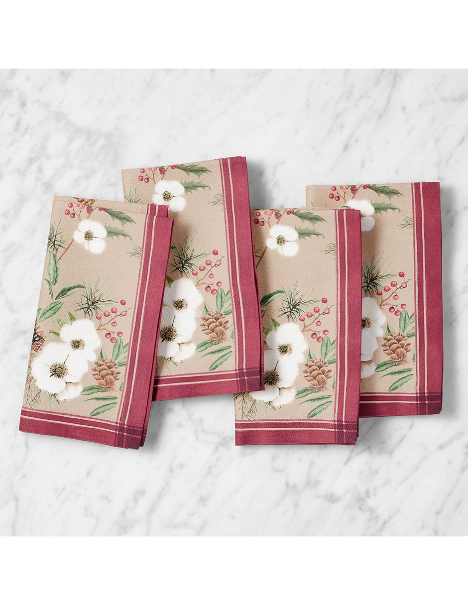Set servilleta Woodland Berry de algodón 4 piezas Set servilleta Woodland Berry de algodón 4 piezas