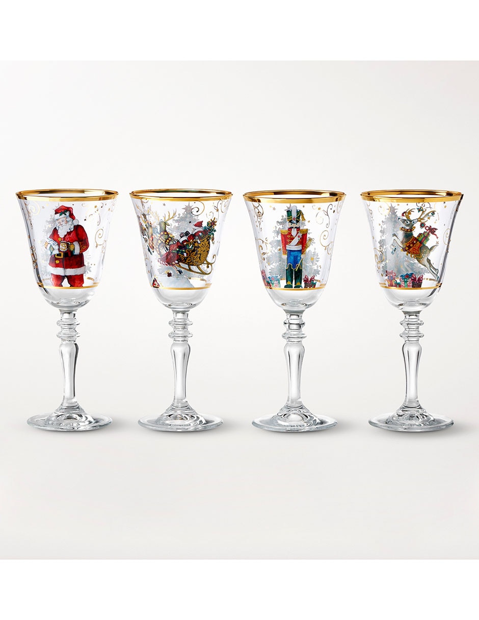Set de copas navideñas para vino twas the night before christmas 4 piezas